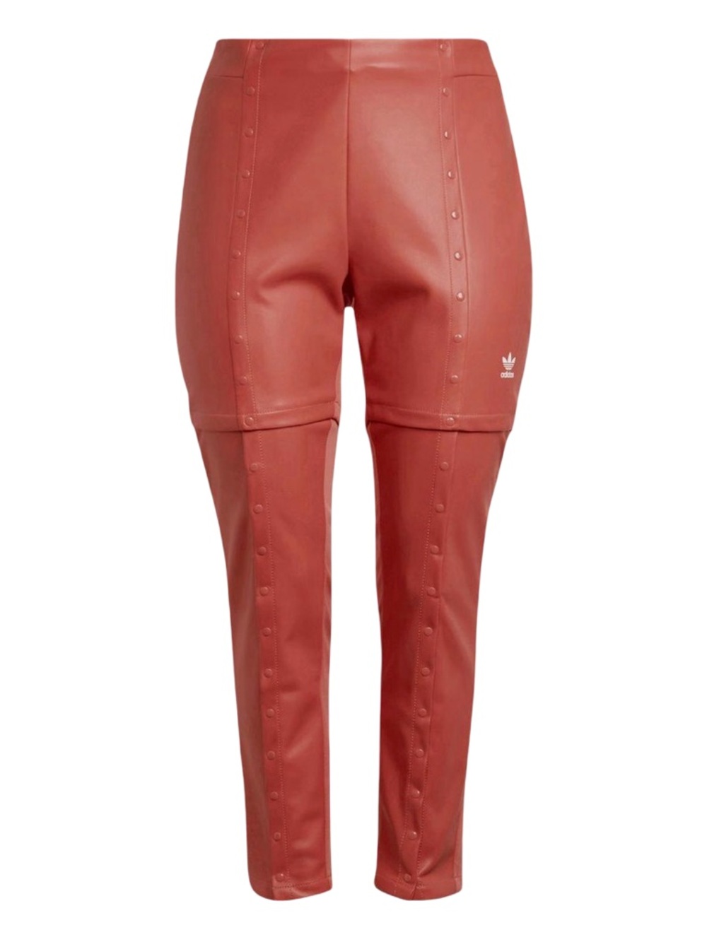 Adidas Always Original Slim Snap Button Pants XS Magic Earth Faux Leather BNWT